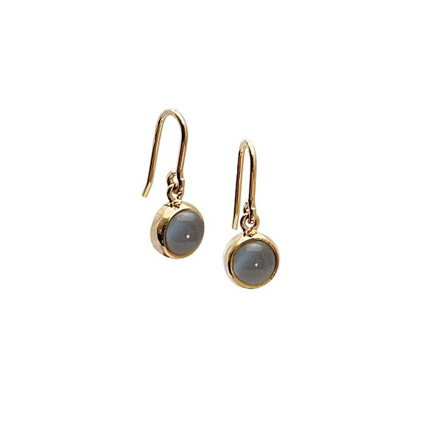 Koulè Earhook with 6mm Grey Moonstone - Goldplated