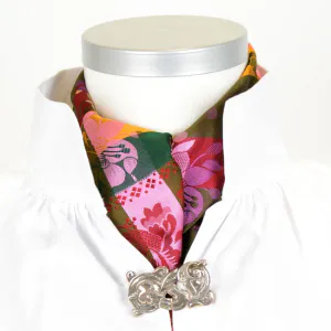 Hovedbilde Gabriella silkeskjerf - Gr&oslash;nn, rosa & oransje 