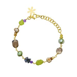 Hovedbilde Forgylt armbånd m. ametyst, grossular, røkkvarts, ...