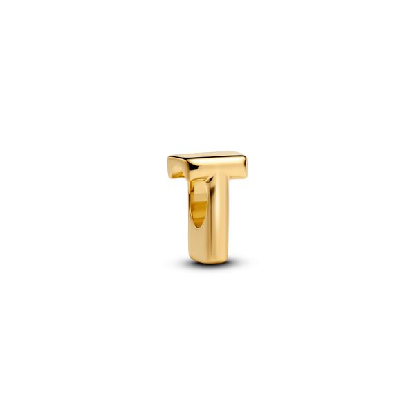 Letter T 14k gold-plated charm
