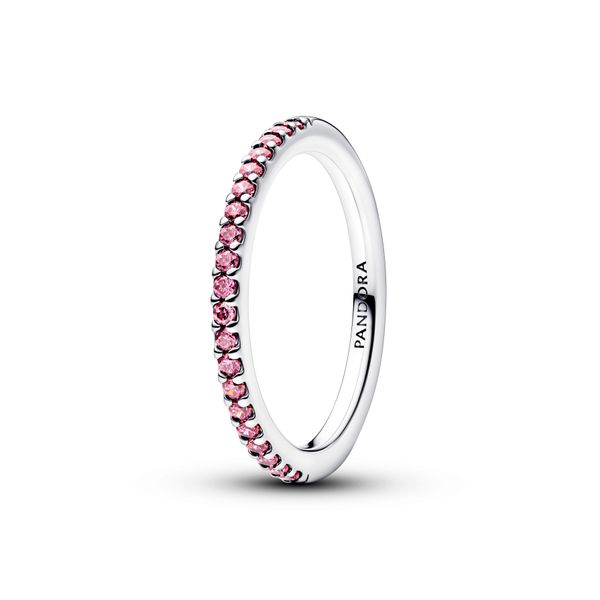 Sparkling Pink Band Ring - silver 