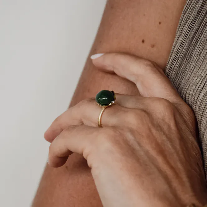 Hovedbilde Dolce ring jade - forgylt