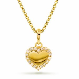 Hovedbilde Halssmykke, hjerte med cubic zirkonia