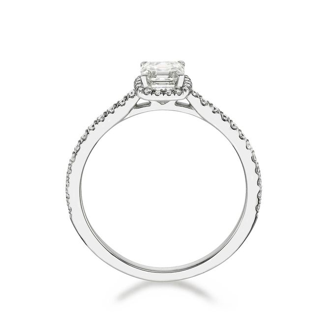 Hovedbilde Hvittgull rosettring med cushion-cut diamant