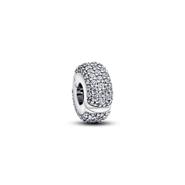 Pave clip charm - silver 