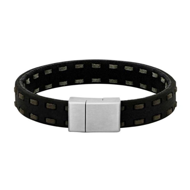Hovedbilde SON armbånd svart m/grå kalveskinn 