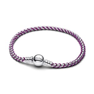 Hovedbilde Braided Box Chain Bracelet With Purple Textile ...