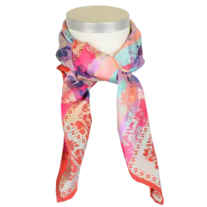 Hovedbilde Gabriella silkeskjerf - Rosa, r&oslash;d & turkis 