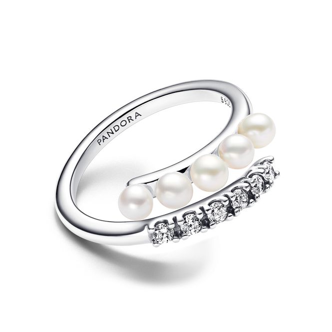 Hovedbilde Sterling silver open ring with white treated ...