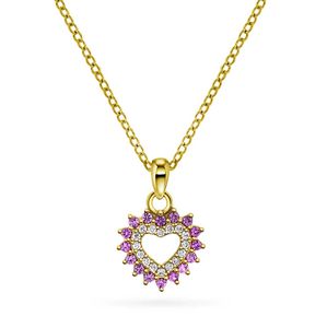 Hovedbilde Smykke i forgylt s&oslash;lv med farget zirkonia, hjerte