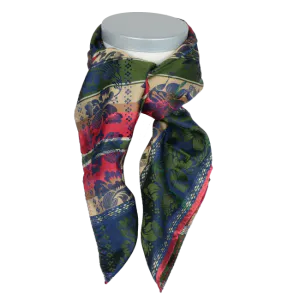 Hovedbilde Gabriella silkeskjerf - R&oslash;d, bl&aring; & gr&oslash;nn 