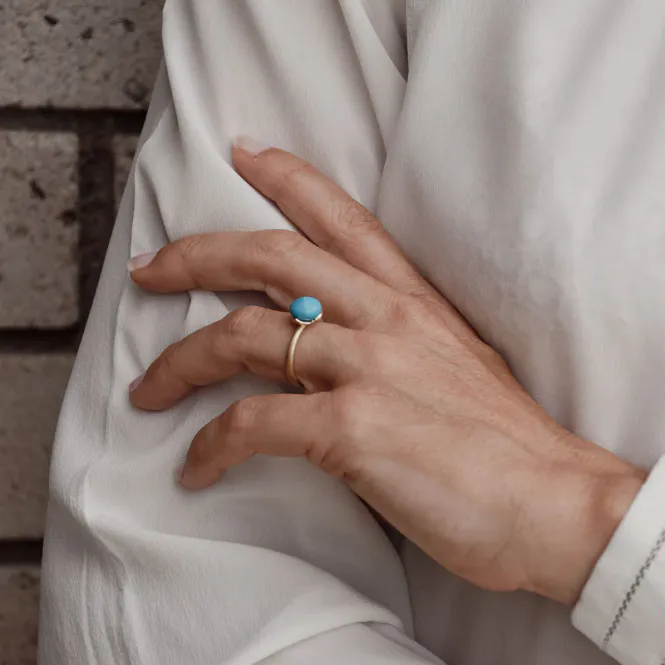 Hovedbilde Dolce ring turkis - forgylt 