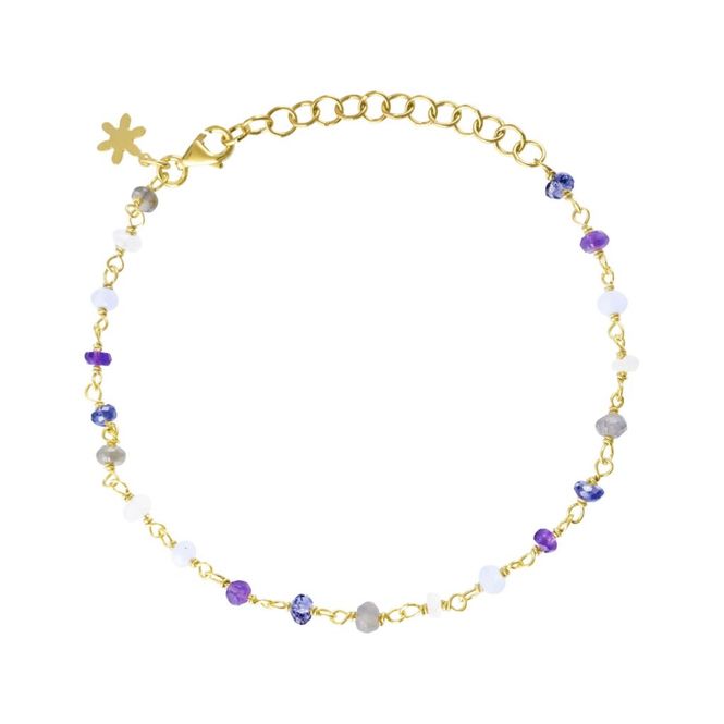 Hovedbilde Forgylt armbånd m. fasettert ametyst, calcedon, ...